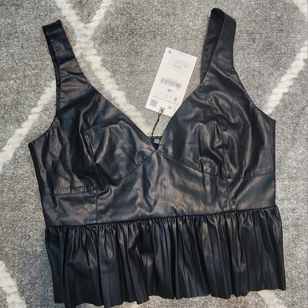Zara faux leather top